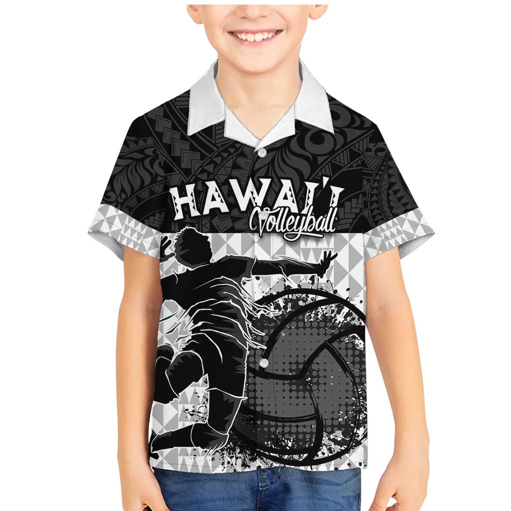 Custom Hawaii Volleyball-Kakau Motif Grayscale Color Family Matching Mermaid Dress and Hawaiian Shirt