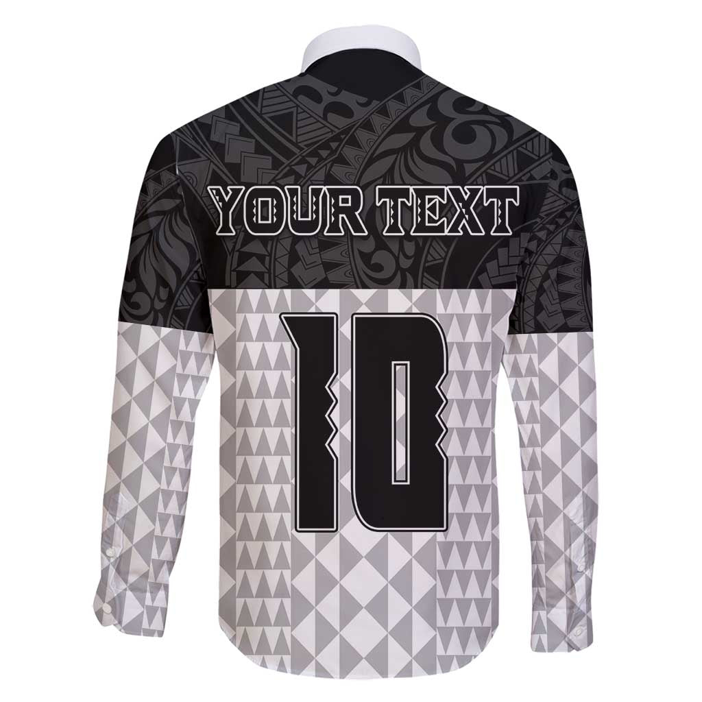 Custom Hawaii Volleyball-Kakau Motif Grayscale Color Family Matching Summer Maxi Dress and Hawaiian Shirt