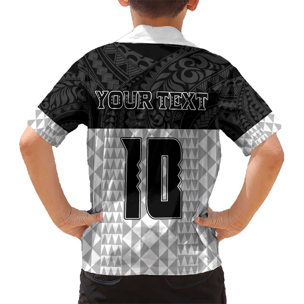 Custom Hawaii Volleyball-Kakau Motif Grayscale Color Kid Hawaiian Shirt LT03 - Polynesian Pride