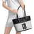 Custom Hawaii Volleyball-Kakau Motif Grayscale Color Leather Tote Bag