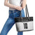 Custom Hawaii Volleyball-Kakau Motif Grayscale Color Leather Tote Bag