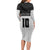 Custom Hawaii Volleyball-Kakau Motif Grayscale Color Long Sleeve Bodycon Dress