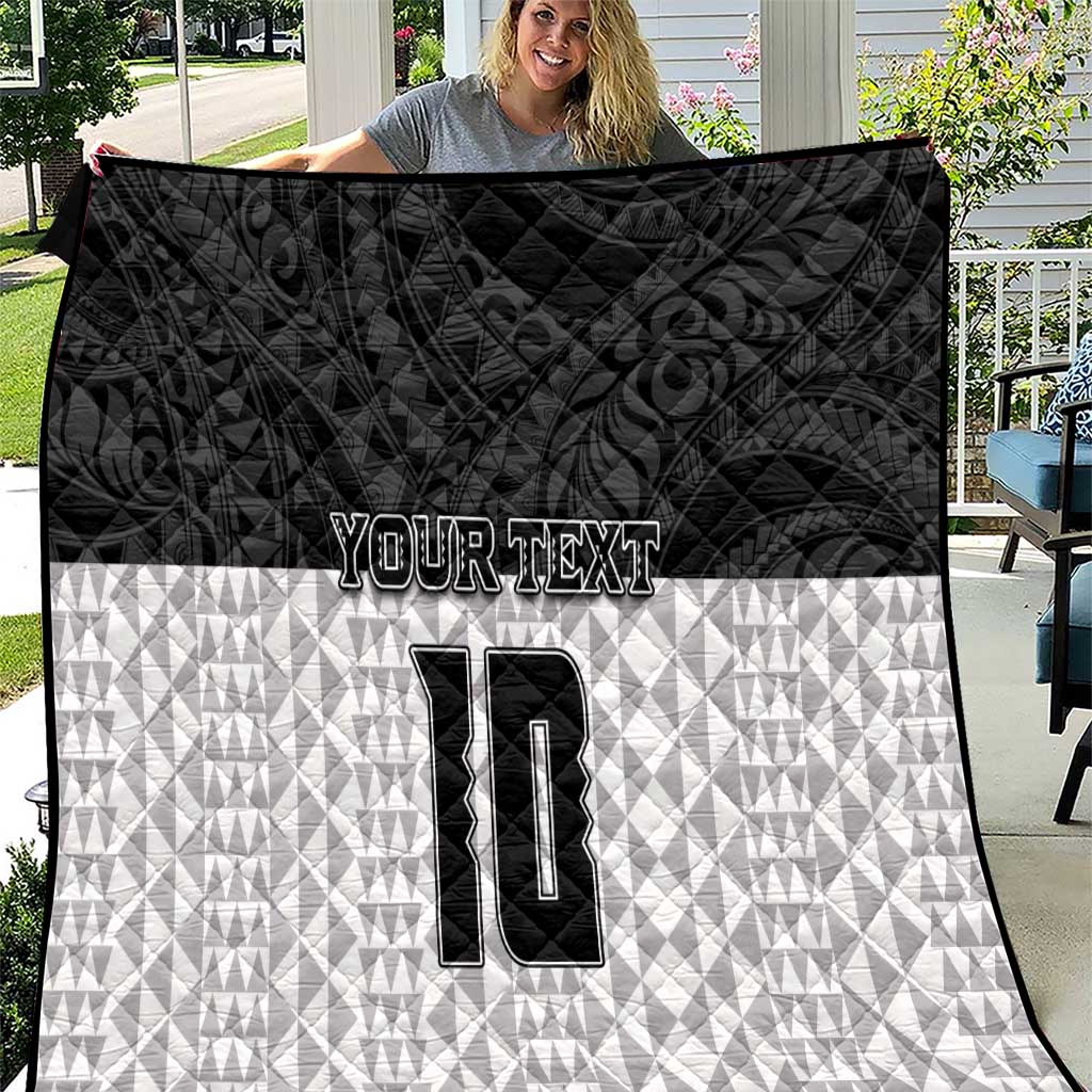 Custom Hawaii Volleyball-Kakau Motif Grayscale Color Quilt