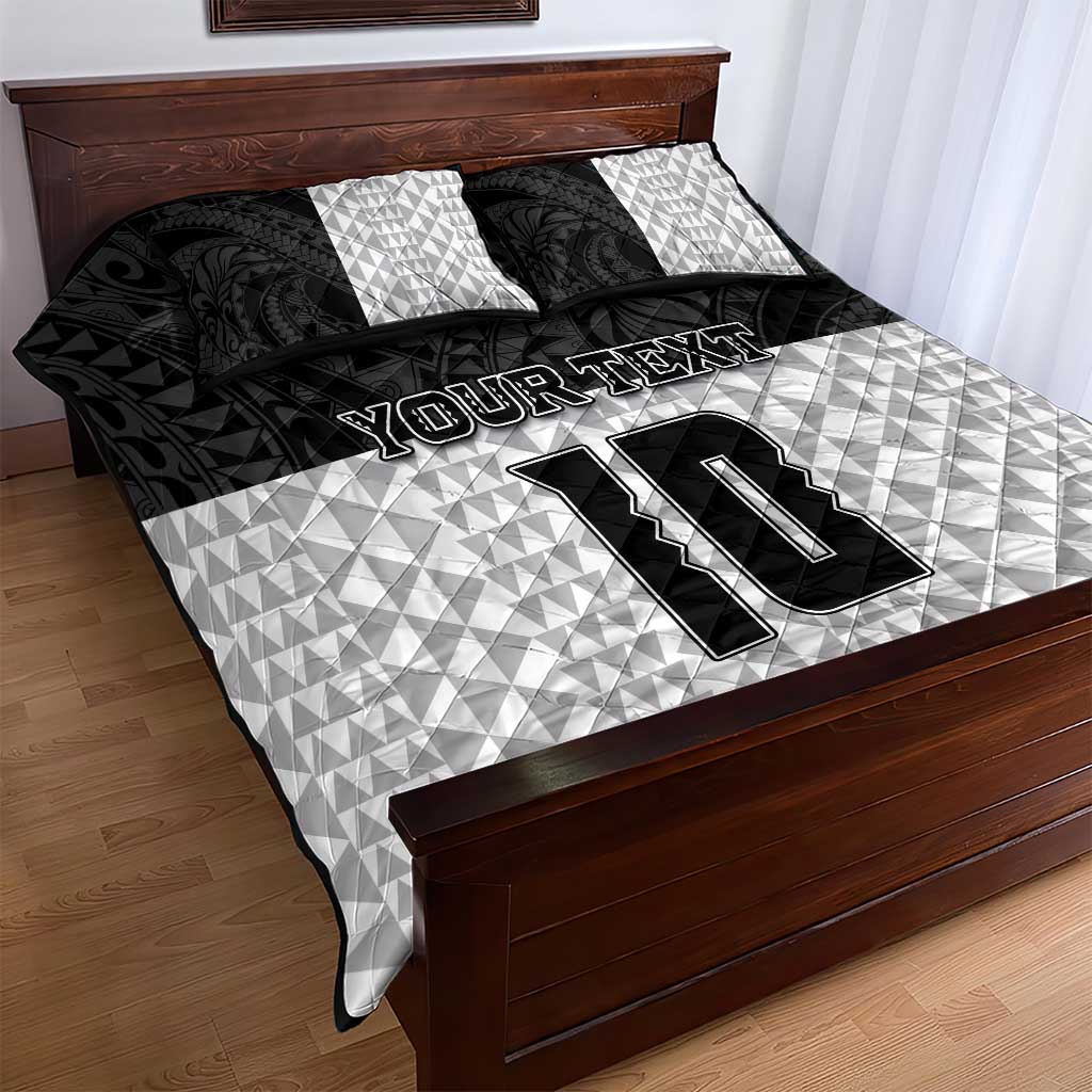 Custom Hawaii Volleyball-Kakau Motif Grayscale Color Quilt Bed Set