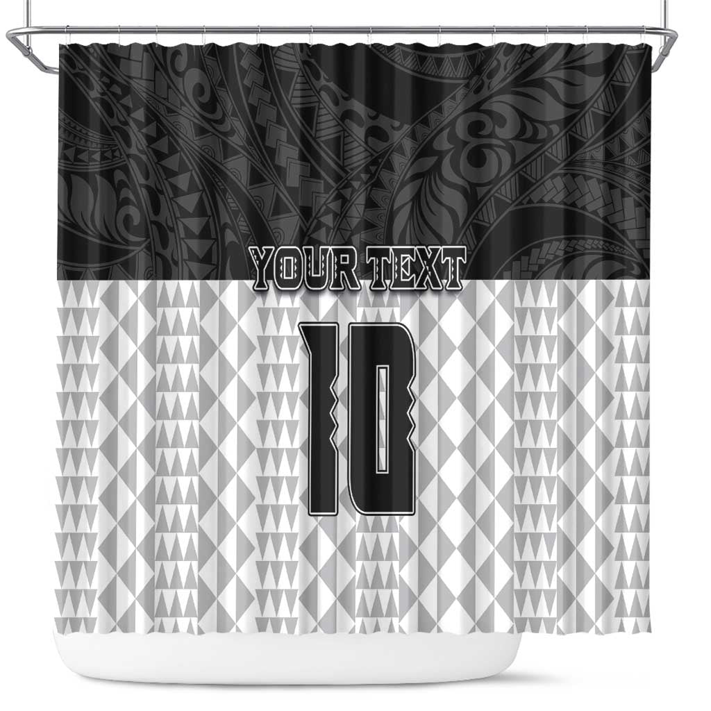 Custom Hawaii Volleyball-Kakau Motif Grayscale Color Shower Curtain