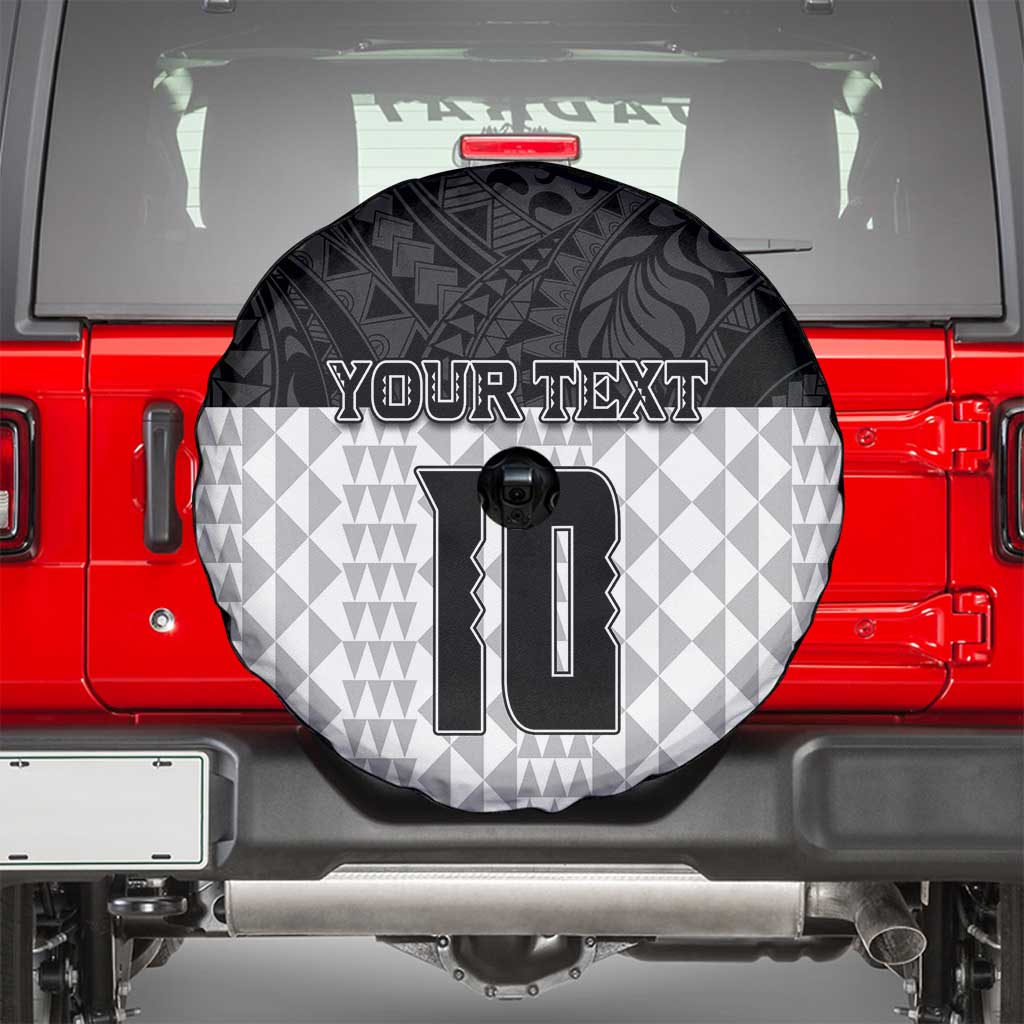 Custom Hawaii Volleyball-Kakau Motif Grayscale Color Spare Tire Cover