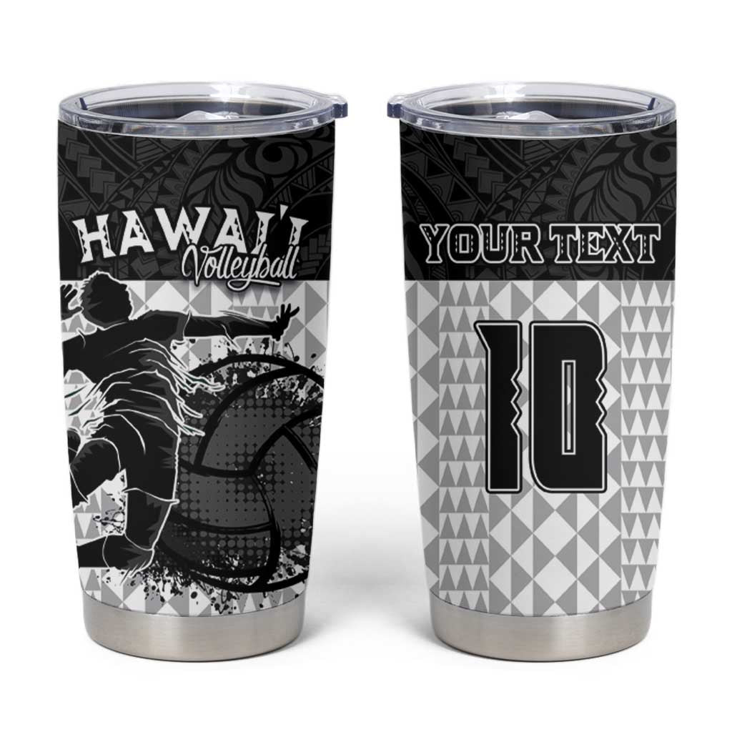 Custom Hawaii Volleyball-Kakau Motif Grayscale Color Tumbler Cup