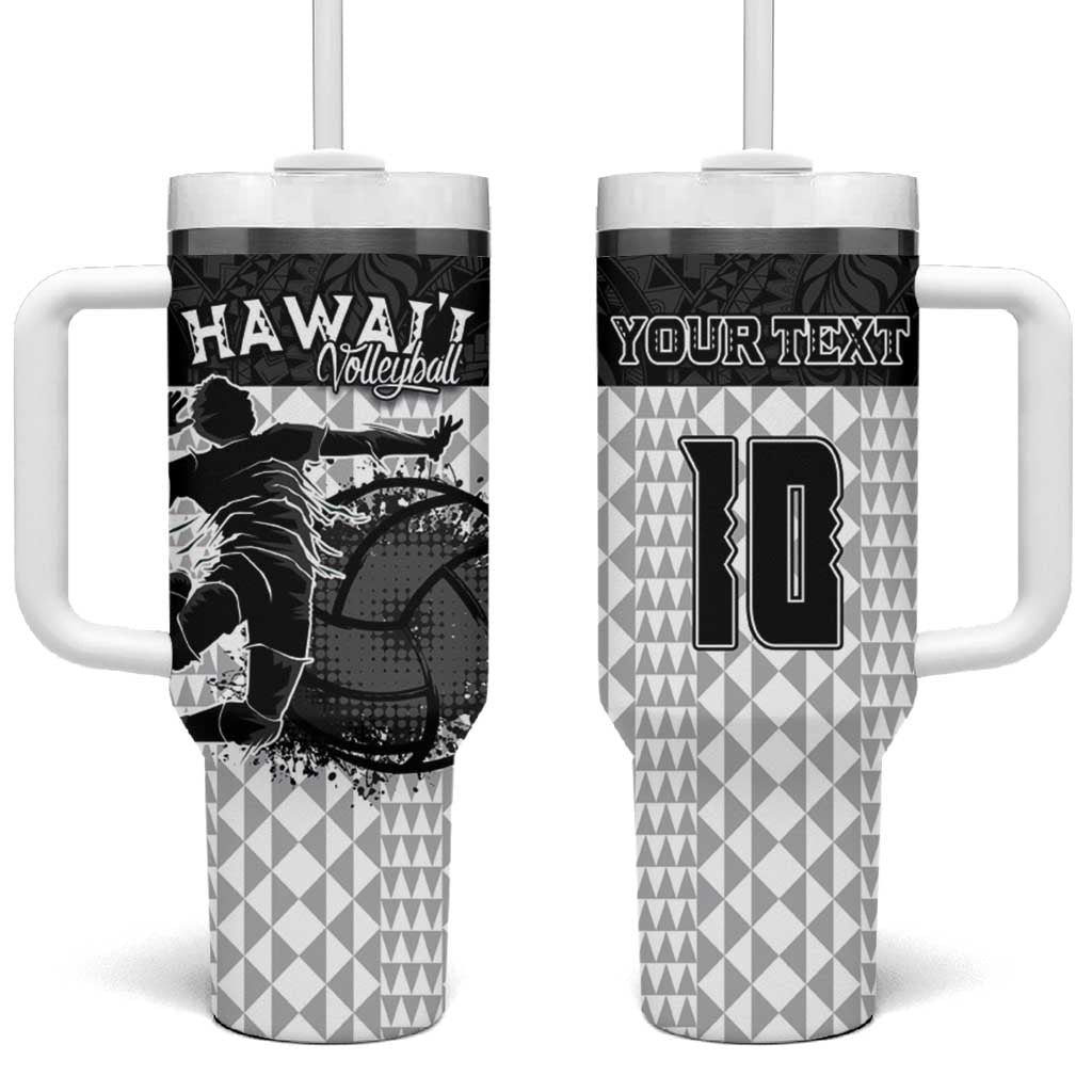 Custom Hawaii Volleyball-Kakau Motif Grayscale Color Tumbler With Handle