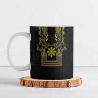 Philippines Barong Style Ceramic Mug with Polynesian Art and Leaf Motif Black-Gold Color