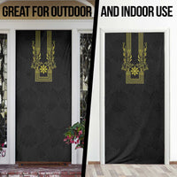 Philippines Barong Style Door Cover with Polynesian Art and Leaf Motif Black-Gold Color