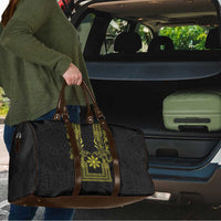 Philippines Barong Style Travel Bag with Polynesian Art and Leaf Motif Black-Gold Color