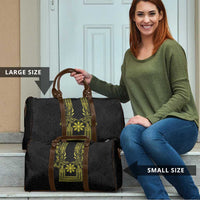 Philippines Barong Style Travel Bag with Polynesian Art and Leaf Motif Black-Gold Color