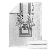Philippines Barong Style Blanket with Polynesian Art and Leaf Motif Black-White Color