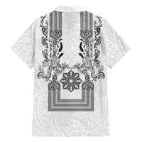 Philippines Barong Style Family Matching Tank Maxi Dress and Hawaiian Shirt with Polynesian Art and Leaf Motif Black-White Color LT03 - Polynesian Pride