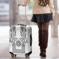 Philippines Barong Style Luggage Cover with Polynesian Art and Leaf Motif Black-White Color