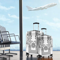 Philippines Barong Style Luggage Cover with Polynesian Art and Leaf Motif Black-White Color