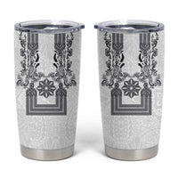 Philippines Barong Style Tumbler Cup with Polynesian Art and Leaf Motif Black-White Color