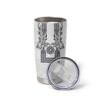 Philippines Barong Style Tumbler Cup with Polynesian Art and Leaf Motif Black-White Color