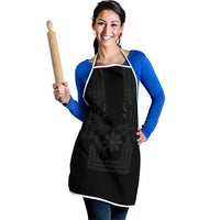 Philippines Barong Style Apron with Polynesian Art and Leaf Motif Black Color