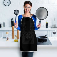 Philippines Barong Style Apron with Polynesian Art and Leaf Motif Black Color