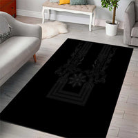 Philippines Barong Style Area Rug with Polynesian Art and Leaf Motif Black Color