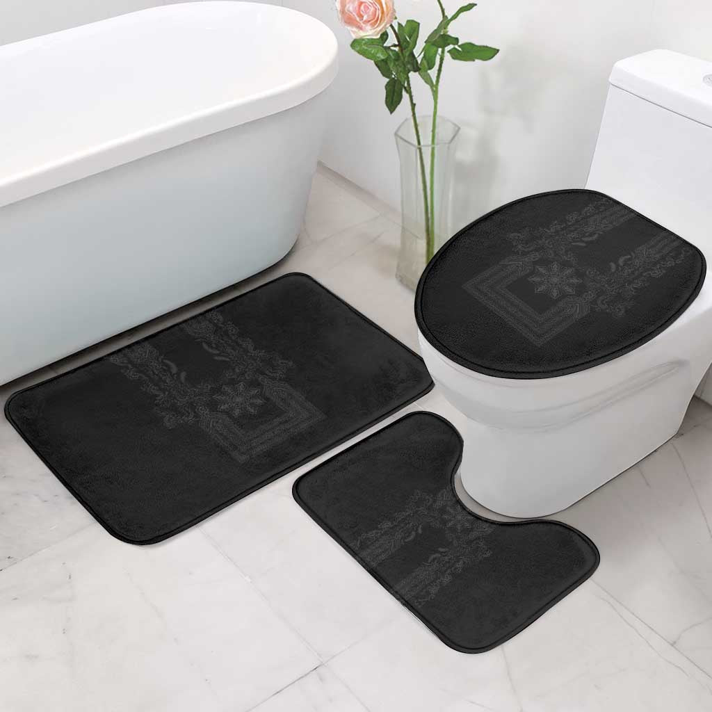 Philippines Barong Style Bathroom Set with Polynesian Art and Leaf Motif Black Color