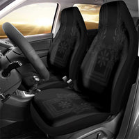 Philippines Barong Style Car Seat Cover with Polynesian Art and Leaf Motif Black Color