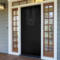 Philippines Barong Style Door Cover with Polynesian Art and Leaf Motif Black Color