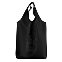 Philippines Barong Style Grocery Bag with Polynesian Art and Leaf Motif Black Color