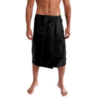 Philippines Barong Style Lavalava with Polynesian Art and Leaf Motif Black Color