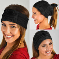 Philippines Barong Style Neck Gaiter with Polynesian Art and Leaf Motif Black Color