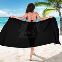 Philippines Barong Style Sarong with Polynesian Art and Leaf Motif Black Color