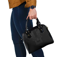 Philippines Barong Style Shoulder Handbag with Polynesian Art and Leaf Motif Black Color