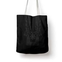 Philippines Barong Style Tote Bag with Polynesian Art and Leaf Motif Black Color