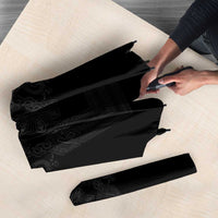 Philippines Barong Style Umbrella with Polynesian Art and Leaf Motif Black Color