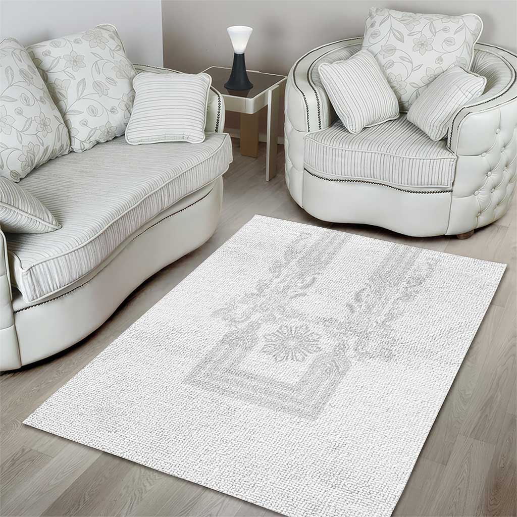 Philippines Barong Style Area Rug with Polynesian Art and Leaf Motif White Color