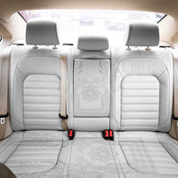 Philippines Barong Style Back Car Seat Cover with Polynesian Art and Leaf Motif White Color