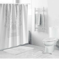 Philippines Barong Style Bathroom Set with Polynesian Art and Leaf Motif White Color