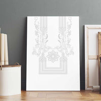Philippines Barong Style Canvas Wall Art with Polynesian Art and Leaf Motif White Color