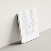 Philippines Barong Style Canvas Wall Art with Polynesian Art and Leaf Motif White Color