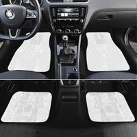 Philippines Barong Style Car Mats with Polynesian Art and Leaf Motif White Color