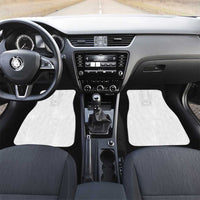 Philippines Barong Style Car Mats with Polynesian Art and Leaf Motif White Color