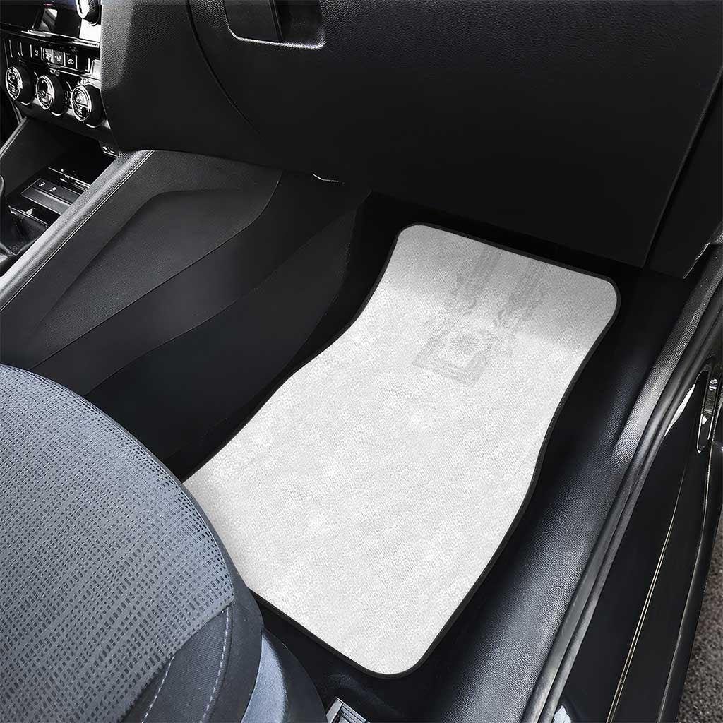 Philippines Barong Style Car Mats with Polynesian Art and Leaf Motif White Color