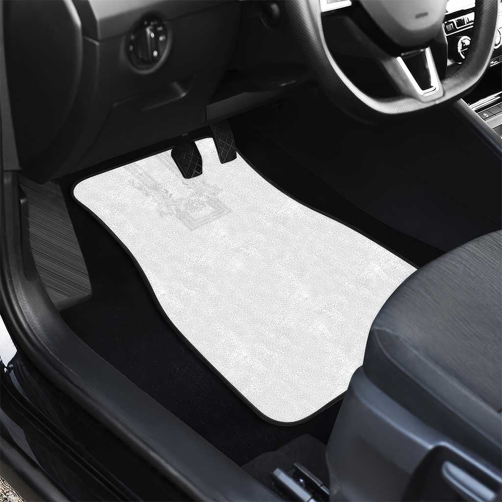 Philippines Barong Style Car Mats with Polynesian Art and Leaf Motif White Color
