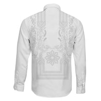 Philippines Barong Style Family Matching Tank Maxi Dress and Hawaiian Shirt with Polynesian Art and Leaf Motif White Color LT03 - Polynesian Pride