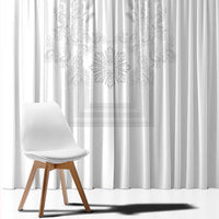 Philippines Barong Style Window Curtain with Polynesian Art and Leaf Motif White Color