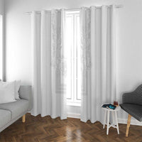 Philippines Barong Style Window Curtain with Polynesian Art and Leaf Motif White Color