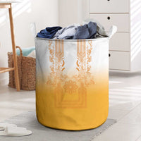 Philippines Barong Style Laundry Basket with Polynesian Art and Leaf Motif Yellow Color
