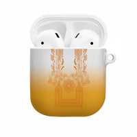 Philippines Barong Style AirPods Case with Polynesian Art and Leaf Motif Yellow Color
