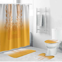 Philippines Barong Style Bathroom Set with Polynesian Art and Leaf Motif Yellow Color